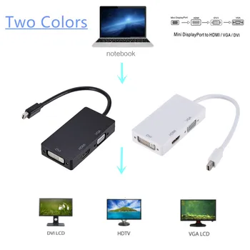 Grwibeou 3 in 1 Mini DisplayPort DP la HDMI/DVI/VGA, Display Port Cablu Adaptor pentru Cablu Convertor Pentru Apple MacBook Air Pro MDP