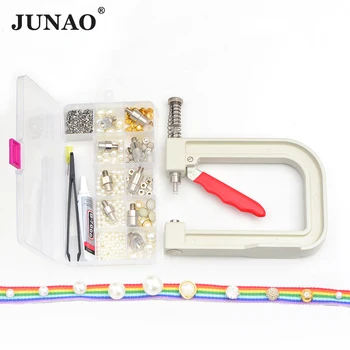 JUNAO 10 Mucegai Perla Setare Mașină Stras Pearl Aplicator Riveter De Margele Sidef Alb Reparare Aparat pentru Haine DIY