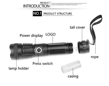 Cea mai Puternica Lanterna LED-uri USB Reîncărcabilă Lanterna XHP50 rezistent la apa 5 Moduri de Zoom 26650 18650 Baterie Vanatoare Camping