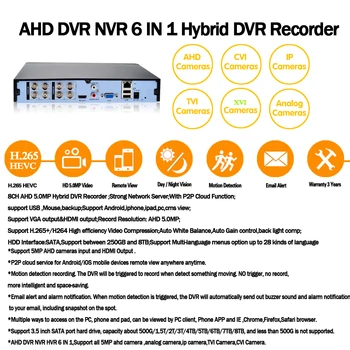 AI de Detectare a Feței de recunoaștere a Feței preluarea AHD Network Video Recorder DVR 8CH H. 265 Real 5MP DVR NVR IP aparat de Fotografiat de Securitate kit