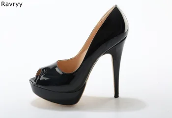 De Vânzare la cald de culoare neagra femeie cu toc peep toe tocuri platforma de sex feminin pantofi rochie stilet pompe OL afară se potrivește elegant pantofi de partid