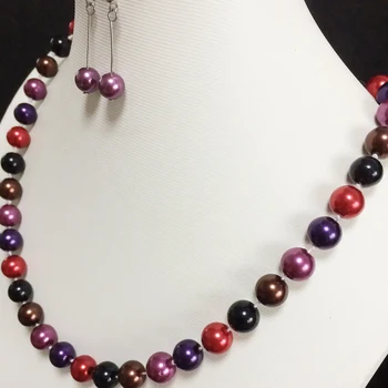 Moda roșu albastru coajă de 8mm multicolor simulate-perla artificiala pearl margele rotunde colier trendy bijuterii de luare de 15 inch BV48