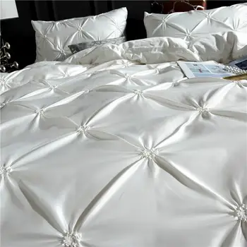 Jacquard Satin lenjerie de pat de lux carpetă acopere stabilit euro set de lenjerie de pat Queen cu pat king-capac fata de Perna Lenjerie Pilotă pentru Textile de casa