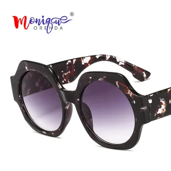 Moda Rotund ochelari de Soare pentru Femei Brand Designer Transparent Gros Cadru Gradient de Ochelari de Soare Femei de Lux LeopardEyewear UV400