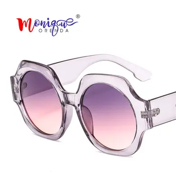 Moda Rotund ochelari de Soare pentru Femei Brand Designer Transparent Gros Cadru Gradient de Ochelari de Soare Femei de Lux LeopardEyewear UV400