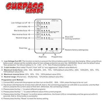 SurpassHobby CONDUS de Programare Card pentru Masina RC 25/35/45/60A/80A/120A/150A ESC regulator de Viteza