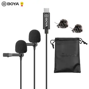 BOYA BY-M3D Omnidirectional cu Cap Dublu Lavaliera Rever Microfon Microfon cu 6 Metri de Cablu Compatibil cu Interfață de Tip C