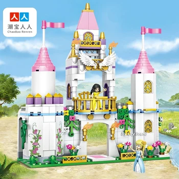 Bloc Jucărie Prietenii Serie Printesa Castel Cu Figurine Cai de Transport de Învățământ de Asamblare DIY Casă de Joacă Cadou Pentru Fete