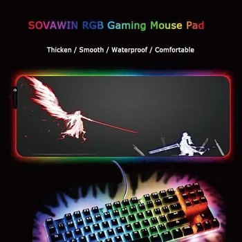 MRG Anime Final Fantasy RGB Mari Gaming Mouse Pad Gamer Xxl cu Led Mouse-ul Mat de la Tastatură desktop Soareci Pad cu iluminare din spate