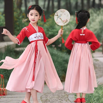 Noi Antic Chinez Costum Copii Copil Zână Dans Dinastiei Han Retro Elegant Printesa Hanfu Rochie pentru Etapa