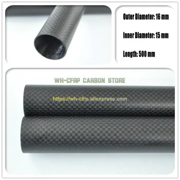 16mm ODx 15mm ID Fibra de Carbon Tub 3k 500MM Lung (Rola Înfășurat) carbon țeavă , cu full carbon, Japonia 3k îmbunătăți material