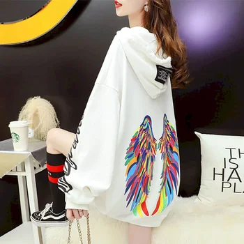 Hanorac femei hoodies leneș stil coreean liber 2020 nouă primăvară de toamnă topuri de culoare curcubeu aripi pe spate streetwear