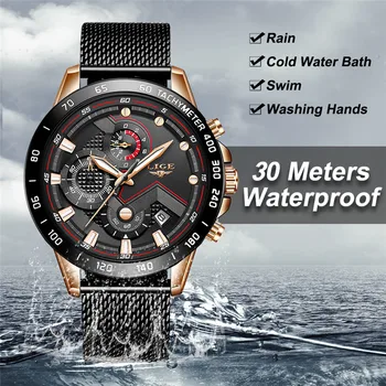 Ceasuri barbati LIGE Top Brand de Lux Cronograf Sport Cuarț Ceas Barbati Casual din Oțel Complet Impermeabil Ceasuri Relogio Masculino
