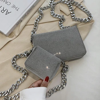Diamant Piața de Mini Crossbody sac 2020 Nou de Înaltă calitate din Piele PU pentru Femei Geantă de mână de Designer Lanț Gros Umăr Geanta Messenger