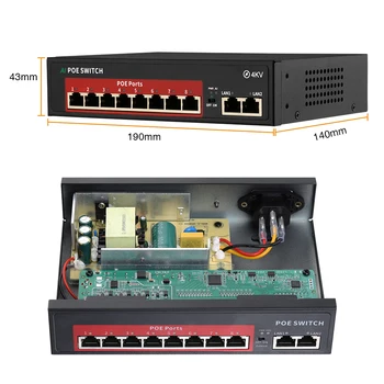 Techage 4CH 8CH 52V de Rețea Switch POE pentru Ethernet IP Camera si Wireless AP&CCTV aparat de Fotografiat Sistem, Cu 10/100Mbps IEEE 802.3 af