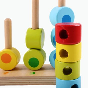 Montessori Numărul De Numărare Stivuitor Copilul Din Lemn De Stivuire Blocuri Coordonarea Mana-Ochi Instrument De Predare Pentru Copii De Învățare Lemn Jucarii