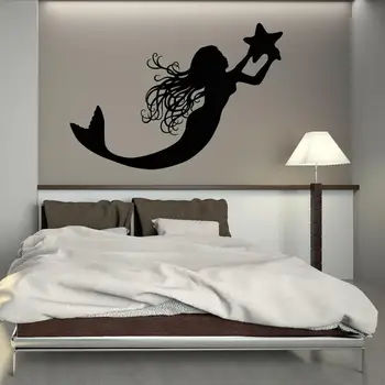 Sirena De Perete Decal Marine Star Ocean Stil Dormitor Fete De Baie Decor Acasă Vinil Autocolant Fereastra Pepinieră Pentru Copii De Duș Cadou S1262