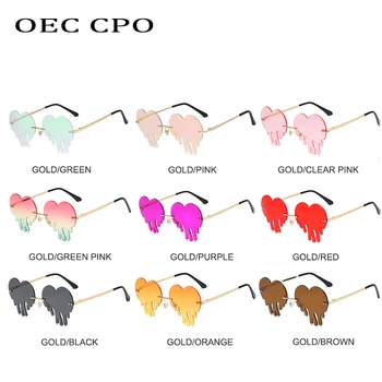 OEC CPO Epocă fără ramă de ochelari de Soare pentru Femei de Moda Forma de Inima ochelari de Soare Pentru Femei Nou Roz Nuante de Verde Ochelari Bărbați Ochelari de O720