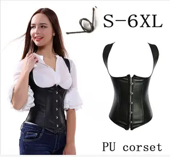 De înaltă Calitate Underbust Corset Topuri Bodyshaper Femei plus dimensiune 6XLPU piele metal corsete și bustiers steampunk transport gratuit