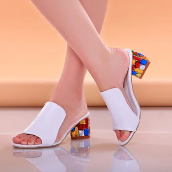 Femei Sandale Pantofi Papuci de Vară 2020 Stil Pene Pompe Tocuri inalte Aluneca pe Bling Moda Gladiator Pantofi Femei Pompe