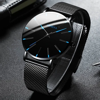 Ceasuri Barbati 2020 Lux De Sex Masculin Elegant Ultra-Subțire Ceas De Oameni De Afaceri Din Oțel Inoxidabil Plasă De Cuarț Relogio Masculino Fierbinte De Vânzare