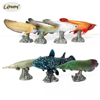 Realist Aligator gar,Silver Arowana,pește dragon Animale Ocean Fish Model Joaca set pentru Decorarea Acasă Decorare elemente de Recuzită jucarii