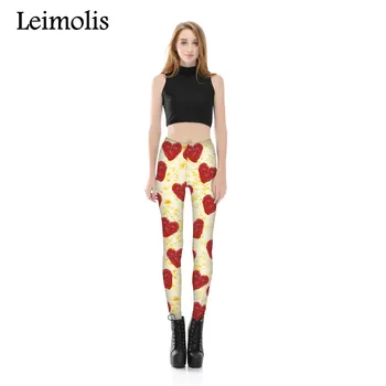Leimolis 3D imprimate de fitness push-up antrenament jambiere femei Pizza inima plus dimensiune Talie Mare pantaloni punk rock