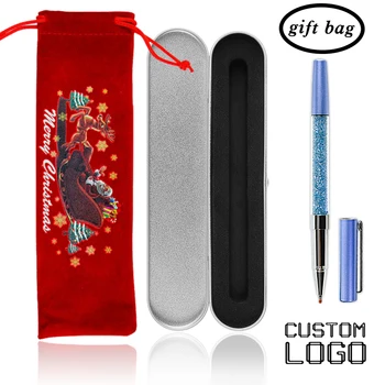 1 buc Moda Cristal Gel Pix Metal Gravate Pen Semnătura de zi cu Zi de Birou Student Papetărie Cu o Cutie-Cadou de Crăciun Sac Logo-ul Personalizat