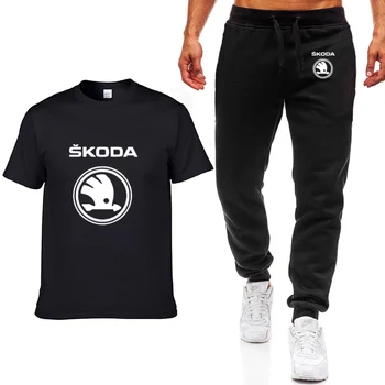 Moda Vara Barbati Tricouri Auto Skoda Logo-ul de Imprimare HipHop Casual din Bumbac cu Maneci Scurte de înaltă calitate T-shirt, pantaloni costum Bărbați Îmbrăcăminte