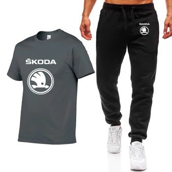 Moda Vara Barbati Tricouri Auto Skoda Logo-ul de Imprimare HipHop Casual din Bumbac cu Maneci Scurte de înaltă calitate T-shirt, pantaloni costum Bărbați Îmbrăcăminte