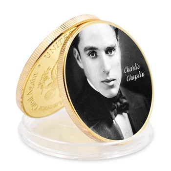 Art Ornamente 8 Buc Charlie Chaplin Placat Cu Aur De Monede De Metal Decor Acasă De Afaceri De Colectare Joc Moneda Moneda