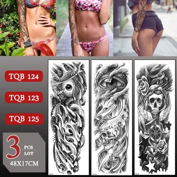 3 buc/lot Impermeabil Tatuaj Temporar Autocolant Pentru Barbati Femei deochi Realist Craniu Floare Trandafir Body Art 3D Tatuaje False