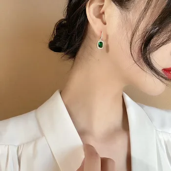 Moda clasic Verde de Cristal Pandantiv Pătrat Cercei pentru Femei Retro de Lux Mireasa Nunta Bijuterii Cercei Cadouri Aniversare