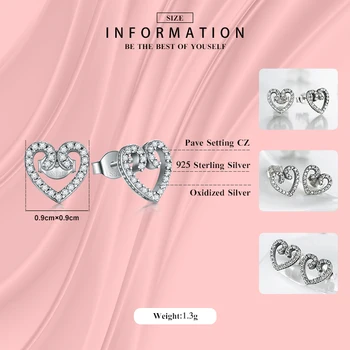 Modian 2019 New Vintage Spumant Inima Cubic Zirconia Cercei Clasic Real Argint 925 Cercei Stud Pentru Femei Bijuterii