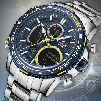 NAVIFORCE Bărbați Cuarț Ceas Digital cu LED-uri Afișaj Dual Sport Cronograf Ceasuri de mana Data Masculin Ceas Nou Relogio Masculino 2020