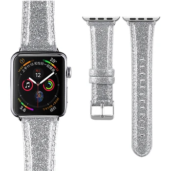 Laforuta pentru Apple Watch Band 40mm 44mm Piele iWatch Curea 42mm 38mm Strălucitoare Glitter Putere Bling Ceas de mână Brățară de Crăciun