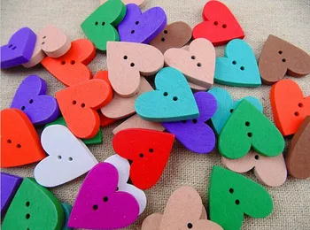 Manual DIY Accessories18X18mm Mix Colorat de dragoste din lemn în stil butoane 200pcs/mulțime de desene animate pentru copii buton