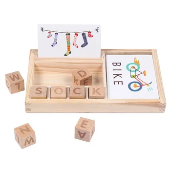 Lemn 3-în-1 Vraja de Învățare Joc de Puzzle de Carton Cognitive engleză Alfabet Scrisoare Copil Jucărie de Învățământ pentru Copil Ziua de nastere Cadou