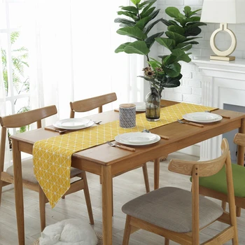 Bumbac alergatori de masă și fețe de masă în carouri gri verde alb galben nunta alergător de masă față de masă, masă de cafea