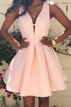 2018 Brand Nou Sexy Femei Casual Ciufulit Rochie De Petrecere, Rochii Elegante V Adânc Gât Solide Mini Sundress