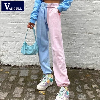 Vangull Talie Elastic Mozaic Drept Femei de Vară 2020 Nou de Talie Mare Moda Casual Pantaloni jogger Streetwear Feminin Pantaloni