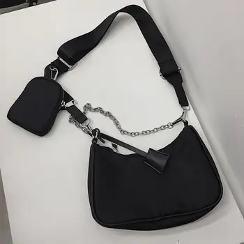 Femei de moda geantă de mână de mici nailon casual umăr geanta messenger femeie cross body bag vintage negru rtu88