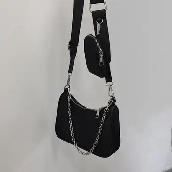 Femei de moda geantă de mână de mici nailon casual umăr geanta messenger femeie cross body bag vintage negru rtu88