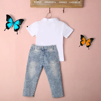 2 BUC Baby Boy Set Haine copii pentru Copii T-shirt Alb, partea de Sus și Blugi, Pantaloni Haine Baieti Haine Seturi de 2-7Y