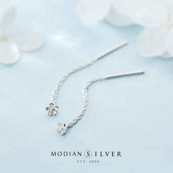 Modian Simplu Planta Flori Ciucure Lung Picătură Cercei pentru Femei Argint 925 Legăna Ureche Stil coreean Petrecere Bijuterii