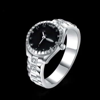 Yanleyu Noul Ceas de Moda Inel de Stil pentru Bărbați și Femei Reale Argint 925 Inel Email Negru Bijuterii PR362