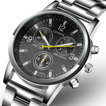 2020 Nou mens ceasuri de lux de top de brand de la GENEVA din otel Inoxidabil curea de Moda de sex masculin ore de Afaceri Cuarț ceas de mână de designer de timp