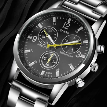 2020 Nou mens ceasuri de lux de top de brand de la GENEVA din otel Inoxidabil curea de Moda de sex masculin ore de Afaceri Cuarț ceas de mână de designer de timp