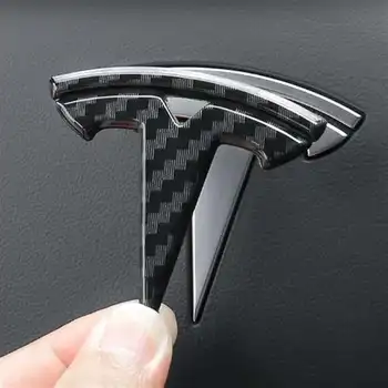 Fibra de Carbon Model pentru Tesla Model 3 Y X S Auto Logo-uri Volan Patch Decor Modificat Accesorii Cap Coada Cutie