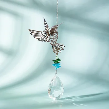 Suncatcher Geam Cristal Agățat Pasăre De Metal Pandantiv De Cristal Curcubeu Artificial, Grădină, Verandă Decor Ziua De Naștere Cel Mai Bun Cadou Pentru Un Prieten